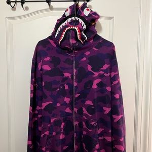 Bape Purple Zip Up Hoodie